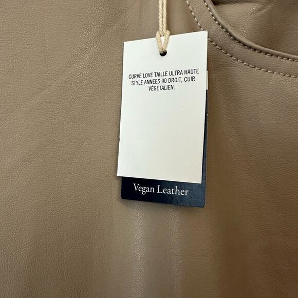 ABERCROMBIE & FITCH The 90s Straight Pants Beige Vegan Leather NWT - Picture 10 of 15